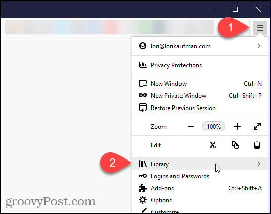 Selecteer Bibliotheek in Firefox