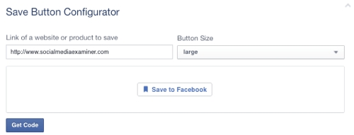 facebook save-knop ingesteld op url