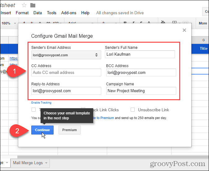 Configureer Gmail Mail Merge