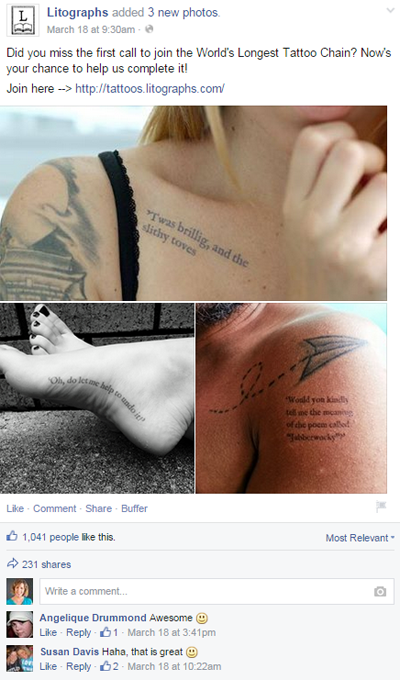litograph tattoo facebook bericht