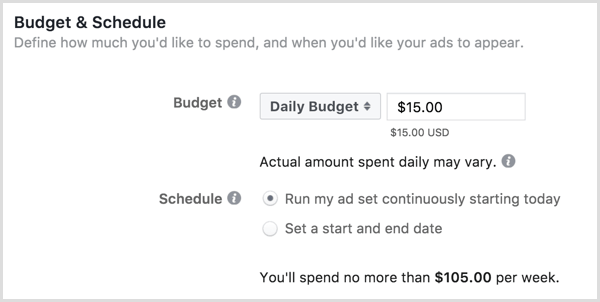Facebook-advertentiebudget en -planning
