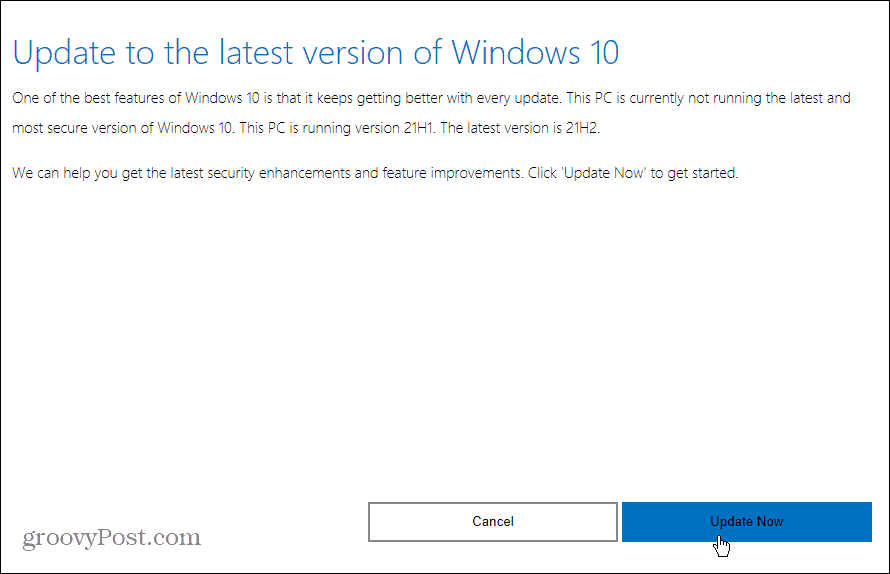 update naar de nieuwste versie van Windows 10