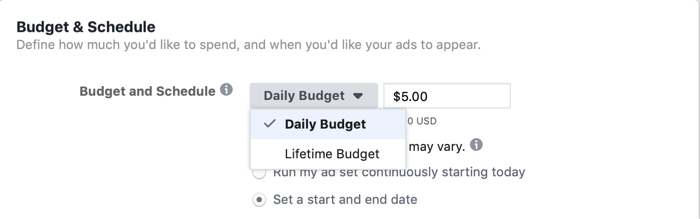 Lifetime Budget selecteren op advertentiesetniveau voor Facebook-campagne op de dag van flash-verkoop