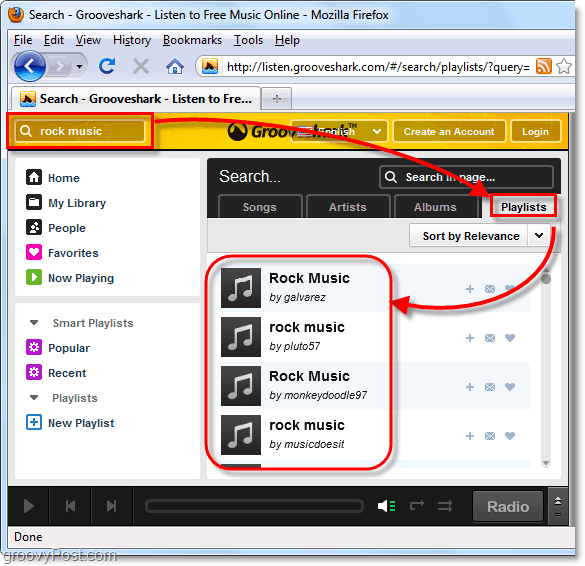 zoek naar een muziekgenre op Grooveshark