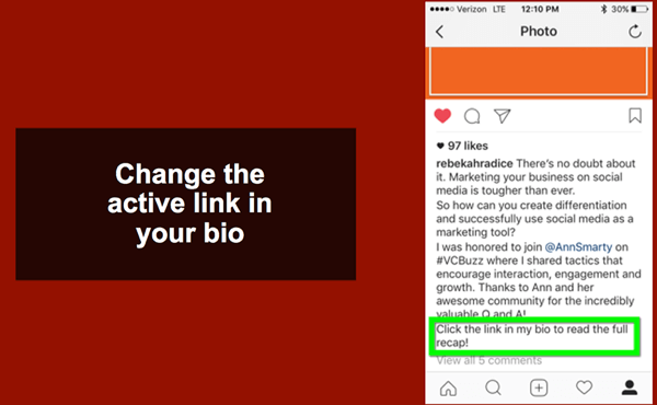 Verwijs lezers naar je Instagram-biolink om je laatste blogbericht te lezen.