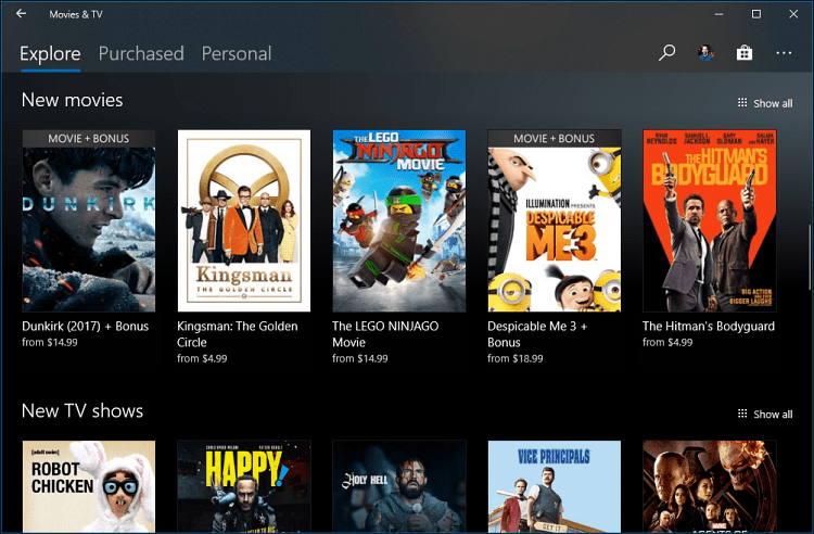 Films en tv-app Windows 10