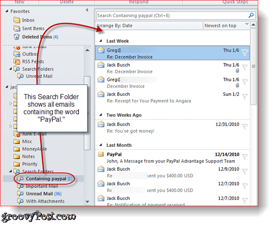 Zoekmappen maken en gebruiken in Outlook 2010