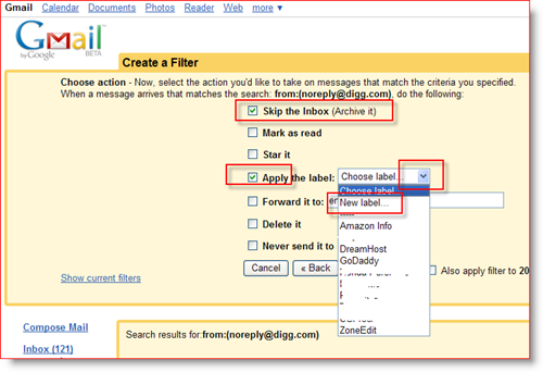Maak Gmail-filteracties en wijs een label toe
