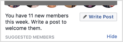 Schrijf een bericht om nieuwe leden te verwelkomen in uw Facebook-groep.