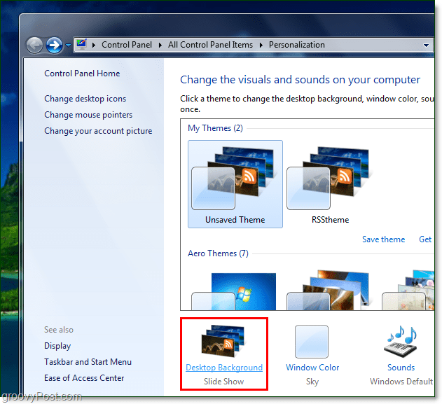 Hoe u uw Windows 7-achtergrondafbeelding kunt roteren met behulp van een RSS-feed