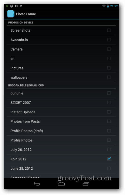 Nexus 7 fotolijstmappen