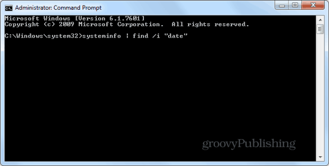 Installatiedatum van Windows cmd prompt systeminfo