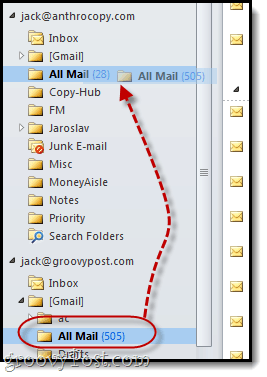 Gmail exporteren / importeren naar Outlook voor zakelijke Google-apps