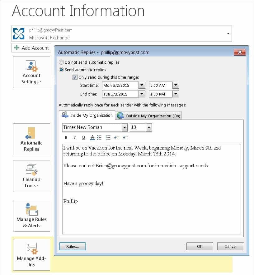 Schakel automatische antwoorden in met Office Assistant in Outlook 2010 en 2013