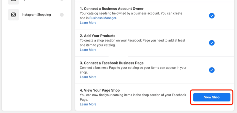 bekijk de winkelknop om een ​​voorbeeld te zien van hoe uw Facebook-winkel eruitziet op uw pagina