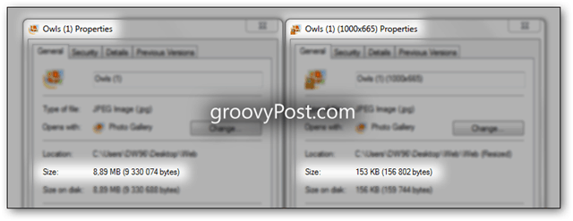 foto's formaat wijzigen tutorial vensters live fotogalerij grootte vergelijking gigabytes megabytes kilobytes bytes gb mb kb b