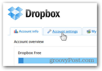 tabblad dropbox-accountinstellingen