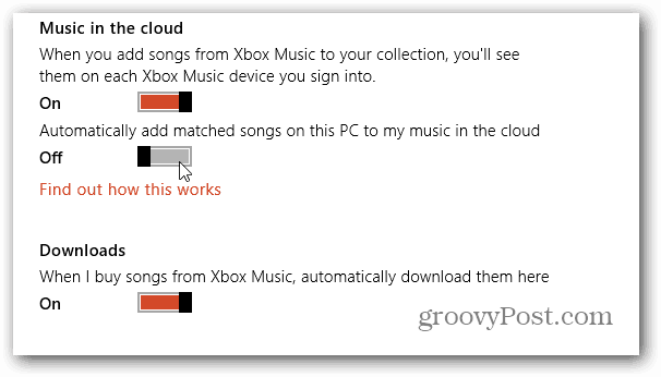 Muziek in de cloudvoorkeuren