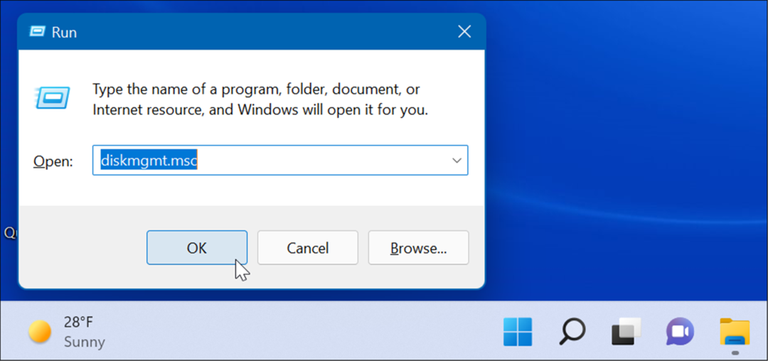 voer open schijfbeheer uit op Windows 11