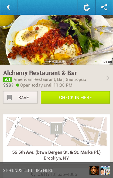foursquare Android-update