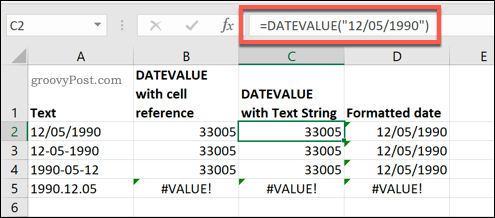 De DATUMWAARDE-functie die wordt gebruikt in Microsoft Excel