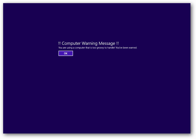 schermafbeelding van Windows 8 juridische kennisgeving opstartbericht