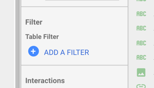 Gebruik Google Data Studio om uw Facebook-advertenties te analyseren, stap 17, optie om een ​​filter toe te voegen onder Filter en Tabelfilter