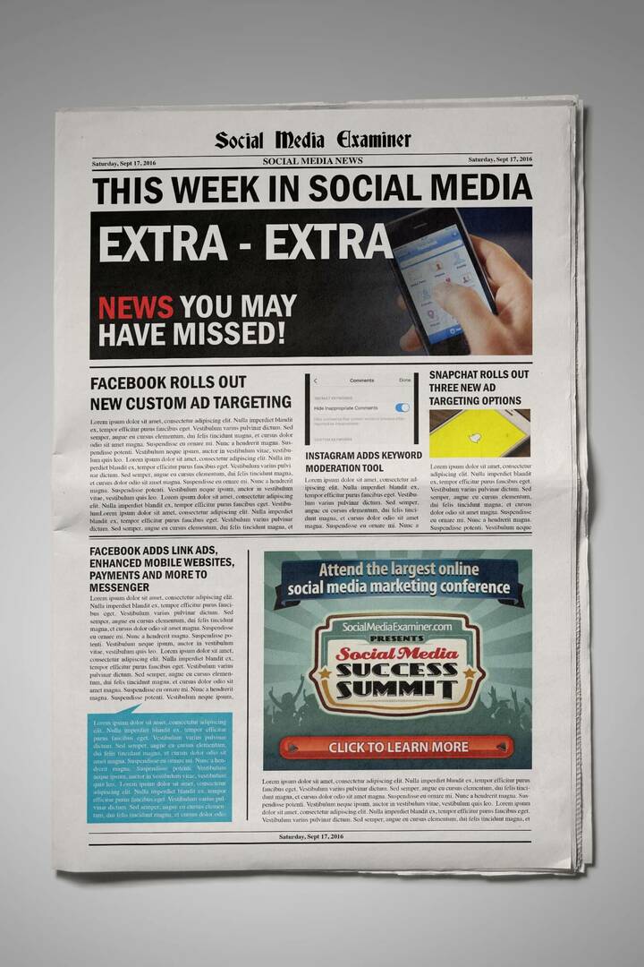 Aangepaste doelgroepen van Facebook richten zich nu op Canvas-advertentiekijkers en ander nieuws op sociale media voor 17 september 2016.