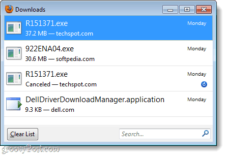 Firefox 4 downloadt lijstgeschiedenis