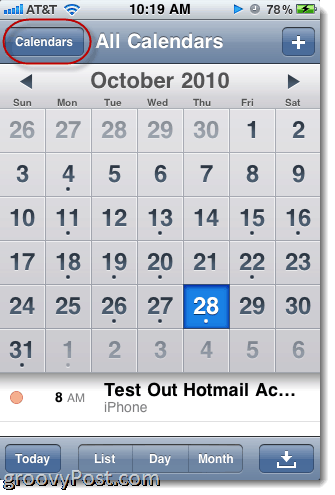 Hotmail iPhone-agenda