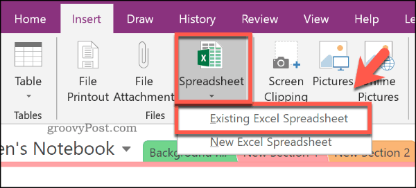 Een bestaand Excel-spreadsheet invoegen in OneNote