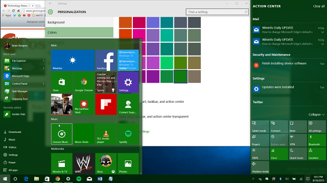 Een blik op de nieuwe kleuropties die naar Windows 10 komen