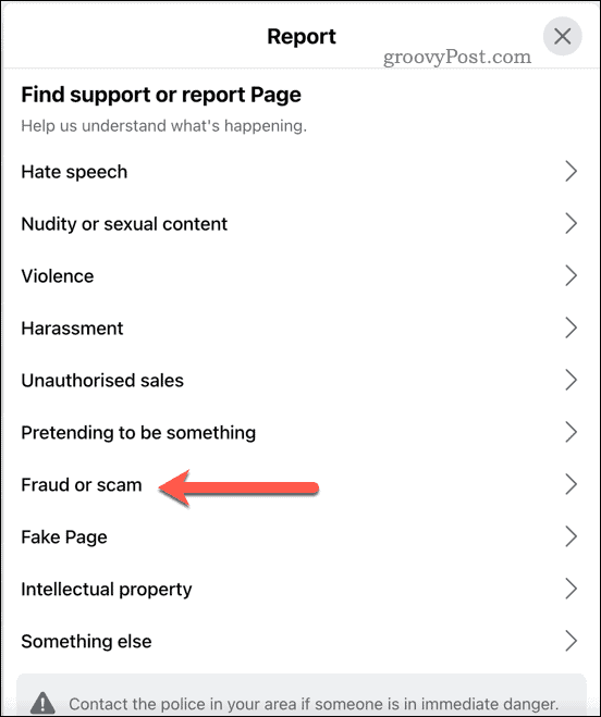 Rapporteer opties op Facebook