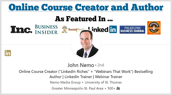 John Nemo gebruikte zijn LinkedIn-profiel om nieuwe klanten te vinden.