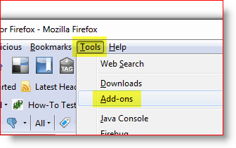 Open Firefox Add-on-menu