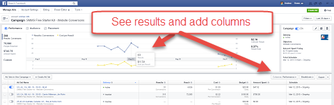 facebook ads manager grafiek resultaten