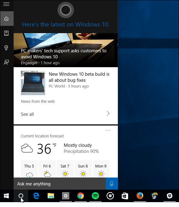 Cortana Infokaarten