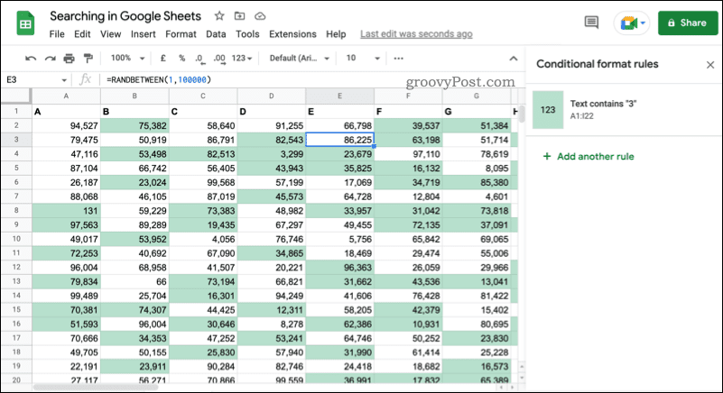 Een voorbeeld van voorwaardelijke opmaak in Google Spreadsheets