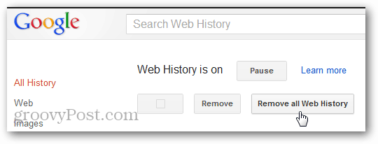 verwijder de webgeschiedenisbevestiging van Google-account