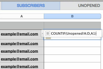 e-mail spreadsheet