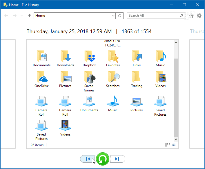 Bestandsgeschiedenis van Windows 10