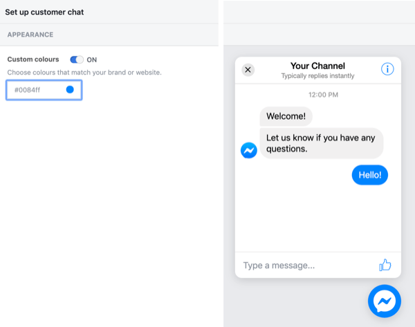 Facebook Customer Chat instellen, stap 3.