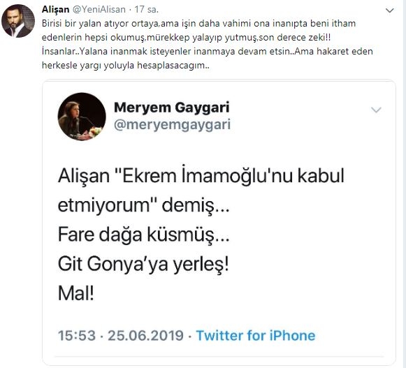Sterke reactie van Alişan: ik stuur ze allemaal naar de rechterlijke macht