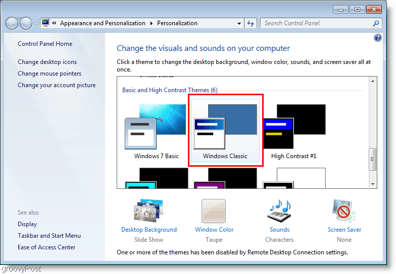 Windows 7 Wijzig thema in klassiek