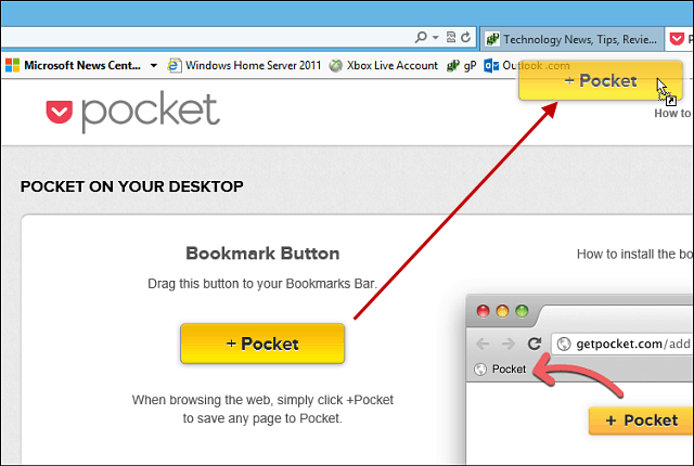 Pocket gebruiken met Internet Explorer