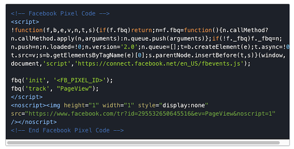 De Facebook-initialisatiepixel moet worden geactiveerd vóór elke aangepaste code.