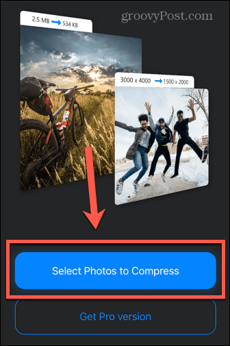 comprimeer foto's app selecteer foto's