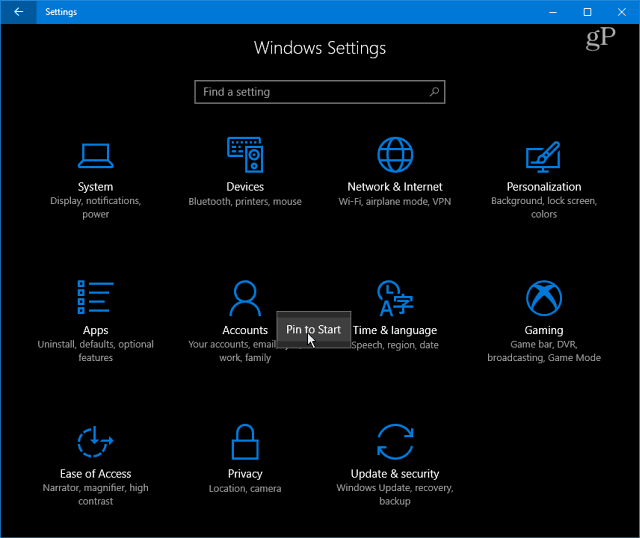 Instellingen voor Windows 10-instellingen