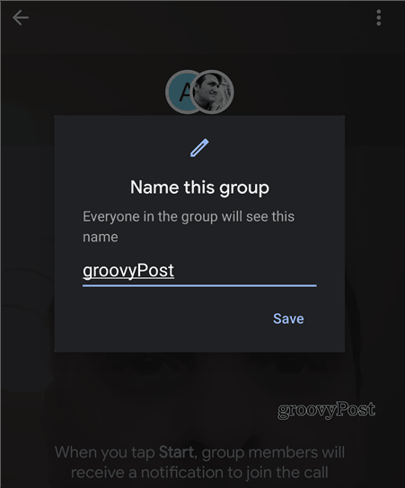 Groepsnaam van Google Duo