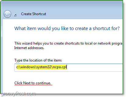 gebruik c: windows system32ncpa.cpl als je bestandspad om snel netwerkverbindingen te openen